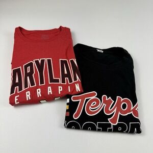 Maryland Men's TShirts Lot of 2 Red Terrapins & Black Terps Football Size L